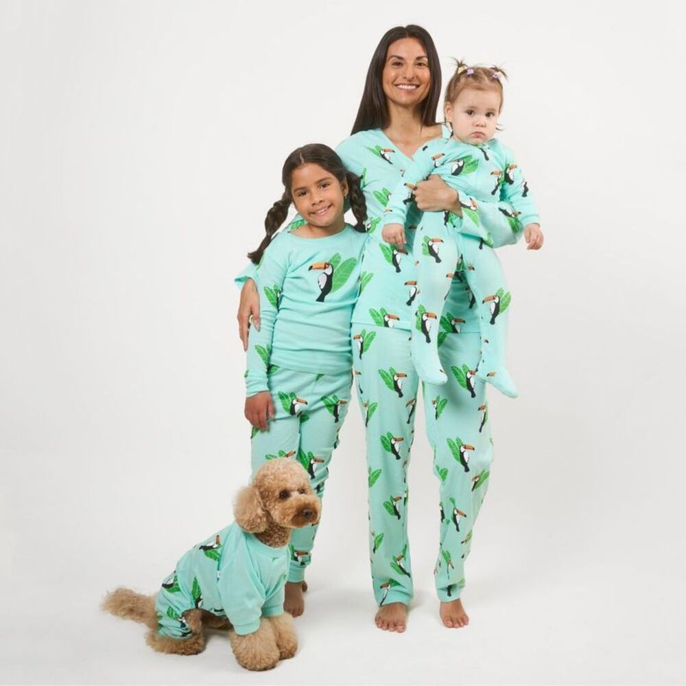 LEVERET -  Footed Cotton Pajama Toucan Bird 6-12 Mont Toucan Bird